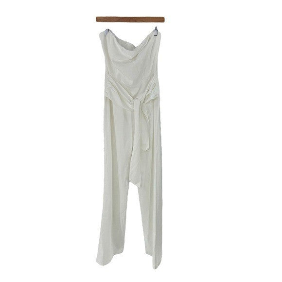 Superdown | NEW Jordan Tie Waist Jumpsuit in White Size L