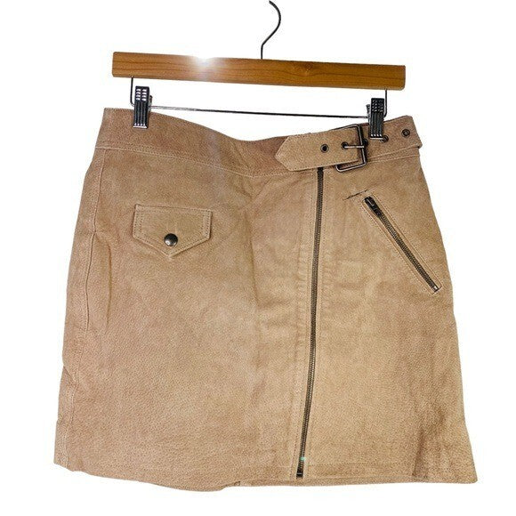 BLANKNYC NWT Moto Suede Leather Festival Mini Skirt in Bare It All Size 28