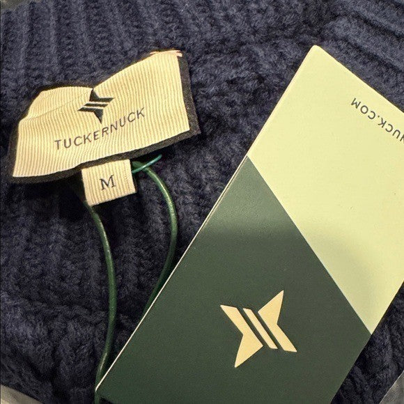 Tuckernuck NEW Navy Patchwork Cable Knit Relaxed Fit Pullover Sweater Size M