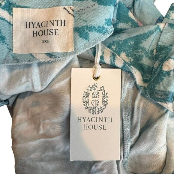 Hyacinth House NEW Blue Abstract Print Long Sleeve Hattie Midi Dress Size XXS