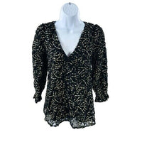 Tuckernuck | NEW Nightly Organza V-neckline Easton Top in Black & Gold Size M