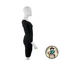 Norma Kamali Off Shoulder Slinky Jersey Stretch Bodycon Dress in Black Size S