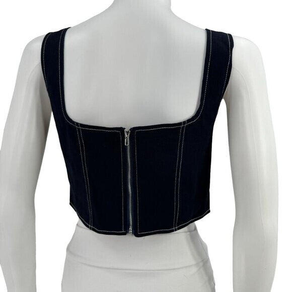 REMI x REVOLVE NEW Yuval Corset Top in Denim Blue Size Large