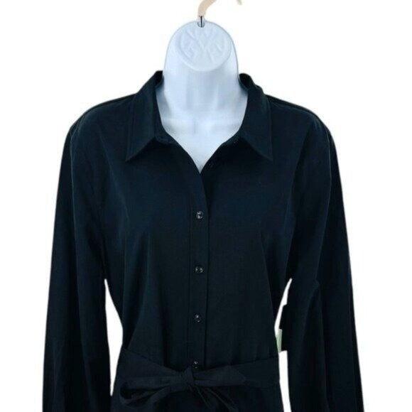 Tuckernuck NEW Black Lantern Sleeve Tory Shirt Midi Dress Size S