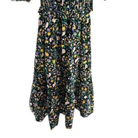 Hyacinth House | NEW Black Multi Floral Smocked Samantha Midi Dress Size M