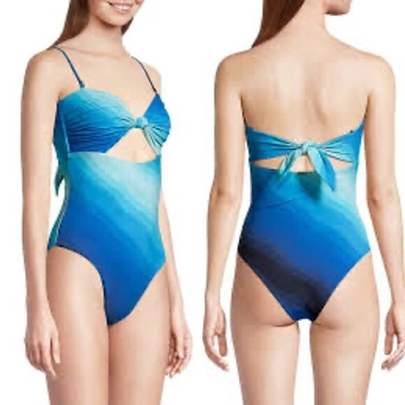 Cala De La Cruz NEW Paradiso Violeta Blue Ombre One Piece Swimsuit Size S