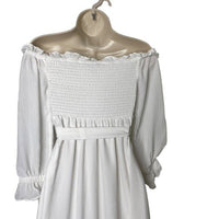 1. STATE NEW Off the Shoulder Smocked Bodice Midi Dress in New Ivory Size XXS