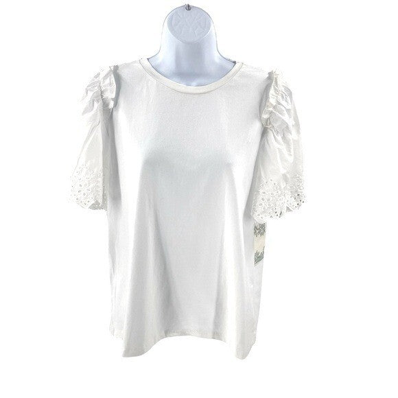 Hyacinth House | NEW White Eyelet Mollie Short Sleeve Blouse Size S