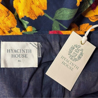 Hyacinth House NEW Navy & Marigold Floral Ruffle Margot Maxi Dress Size XL