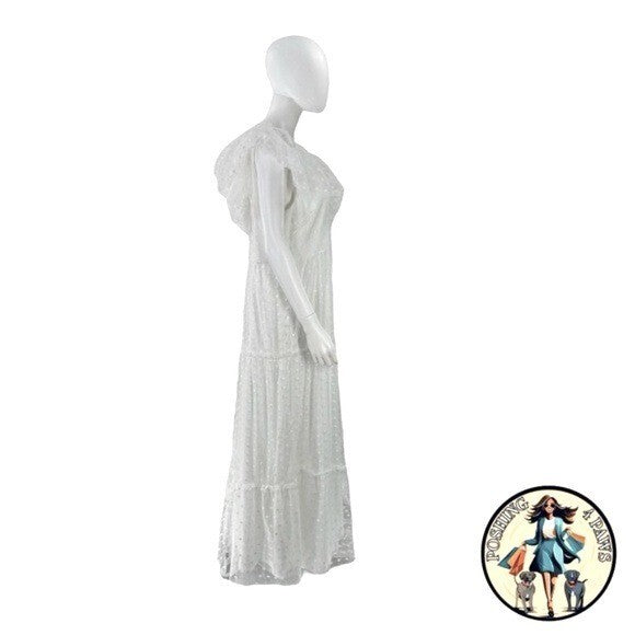 Tuckernuck | NEW White Onyx Tulle Giselle Formal Embroidered Maxi Gown Size S