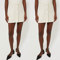 Tuckernuck NEW Cream Tweed Scarlet Retro Button Mini Skirt Size L
