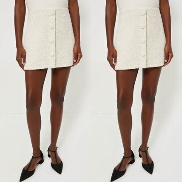 Tuckernuck NEW Cream Tweed Scarlet Retro Button Mini Skirt Size L