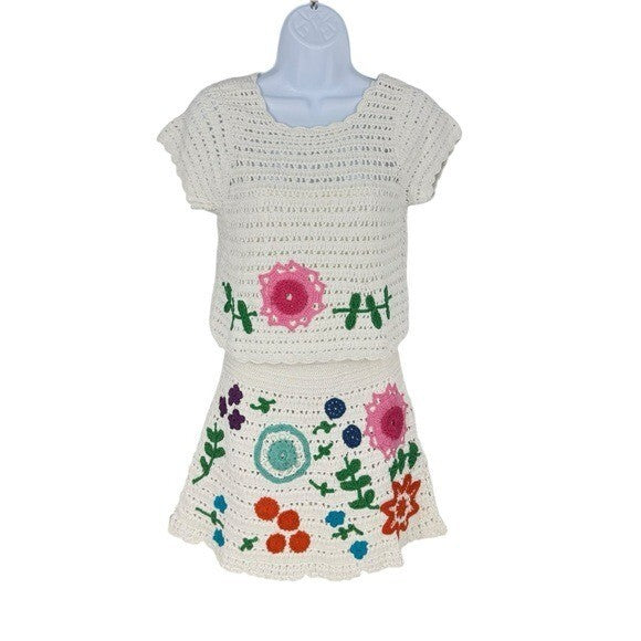 Tuckernuck Love the Label NEW Leighton Crochet Matching Set Ivory Floral Size XS