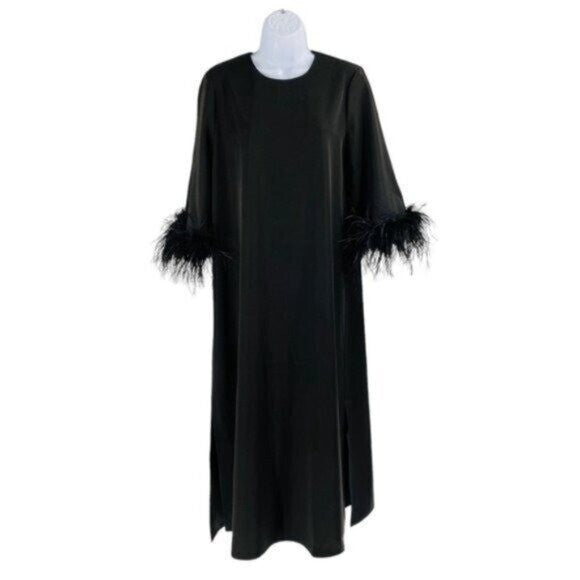 Tuckernuck NEW Black Feather Jamie Formal 3/4 Sleeve Maxi Dress Size XS