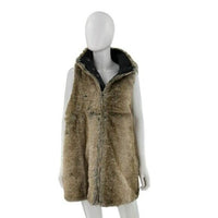 Tuckernuck NEW Faux Fur Reversible Full Zip Baker Brown Tan Vest Size M