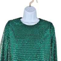 Tuckernuck NEW Hyacinth House Green Sequin Mesh Gemma Blouse Top Size XS