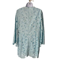 Tuckernuck NEW Aqua Floral Lace Camilla Long Flared Sleeve Mini Dress Size L