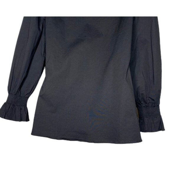 Pomander Place | NEW Easton Swing V Neck Long Sleeve Blouse in Black Size XS