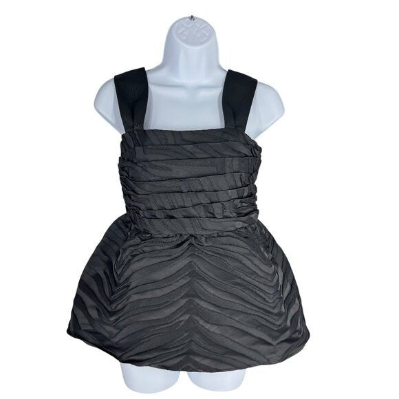 Kate Spade NEW Black Bold Zebra Jacquard Square Neck Peplum Blouse Top Size 0