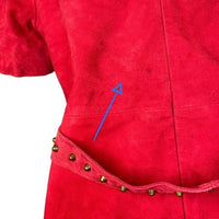 Karina Grimaldi Angelina Suede Leather Mini Dress in Ruby Size M