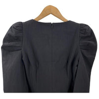 Tuckernuck NEW Black Calla Structured Puff Sleeve Button Blouse Size XS