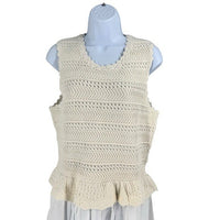 Banjanan NEW Heather Ivory Crochet Mixed Media Sleeveless Midi Dress Size M