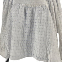 Pomander Place NEW White Textured Bonnie Gingham Puff Sleeve Blouse Size XS