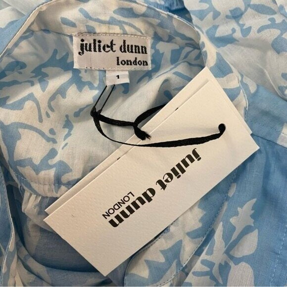 Juliet Dunn NEW Pastel Blue Palladio Flared Sleeve Mini Dress Blue White Size S