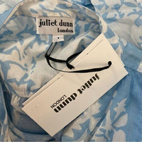 Juliet Dunn NEW Pastel Blue Palladio Flared Sleeve Mini Dress Blue White Size S