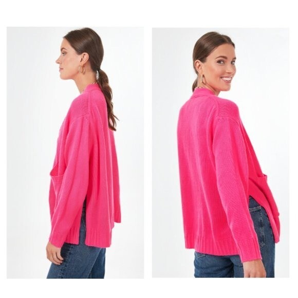 Pomander Place |  Slone Hot Pink Barbiecore Oversized Cardigan Sweater Size XS