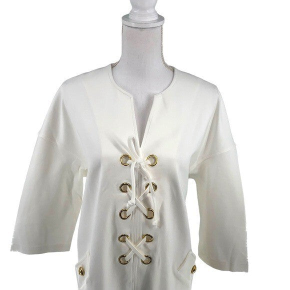 Tuckernuck NEW White Ellington Three-quarter Sleeve Cocktail Mini Dress Size XL