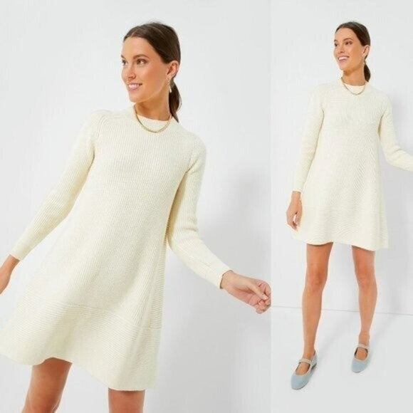 Pomander Place | NEW Ivory Ainsley Long Sleeve Classy Knit Sweater Dress Size XL
