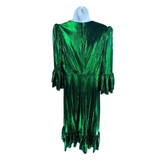 Pomander Place | NEW Emerald Crinkle Lurex Lillith Maxi Dress Size XL