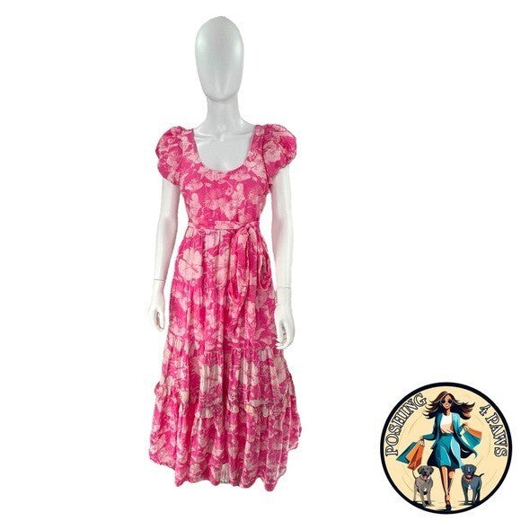 LoveShackFancy | NEW Karalie Silk Blend Maxi Dress in Holiday Sun Fuchsia Size 2