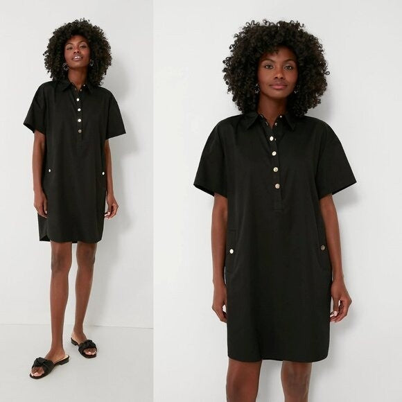 Pomander Place NEW Black Oakley Short Sleeve Relaxed Fit Mini Dress Size XS
