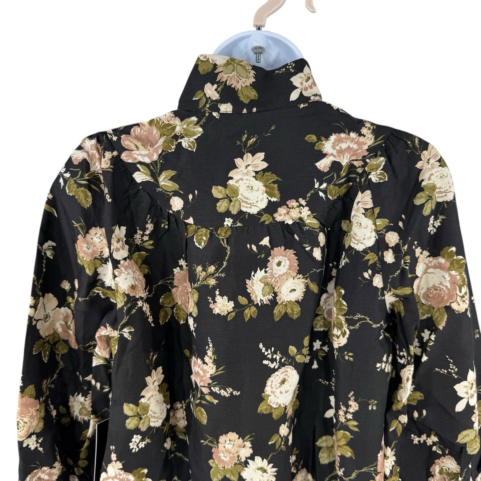 Tuckernuck NEW Midnight Garden Black Floral Collared Corrigan Blouse Top Size XS