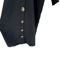 Tuckernuck NEW Black Petra Long Sleeve Gold Hammered Button Midi Dress Size L