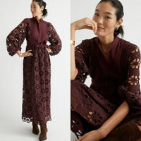 Tuckernuck NEW Merlot Lace Calliope Long Sleeve Chic Maxi Dress Size XL