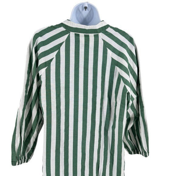 Tuckernuck Pomander Place NEW Green Stripe Linen Maryse Mini Caftan Dress Size M