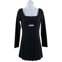 Petal & Pup x Storia NEW Eva Scalloped Black Long Sleeve Mini Dress Size M