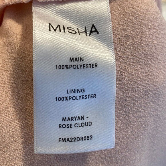 MISHA NEW Maryan One Shoulder Formal Cut Out Midi Dress in Rose Pink Size 6