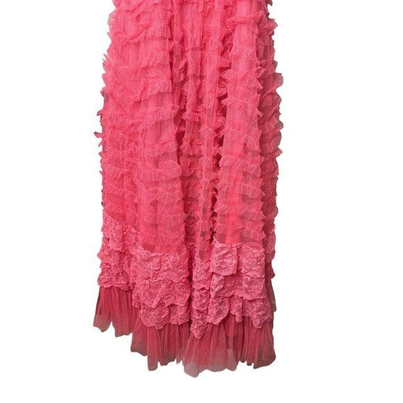 LoveShackFancy | NEW Sharelle Tiered Tulle Gown In Pink Passion Size 8/M
