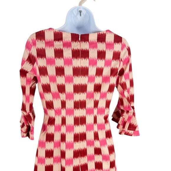 Autumn Adeigbo NEW Rose Lenore Pink Check Half Sleeve Cocktail Mini Dress Size 2