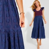 Tuckernuck NEW Navy Lace Mallie Embroidered Scoop Neck Maxi Dress Size XXL