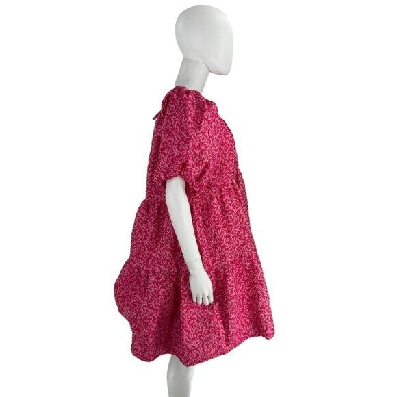 Hyacinth House NEW Textured Fuschia Belinda Pink Babydoll Mini Dress Size L