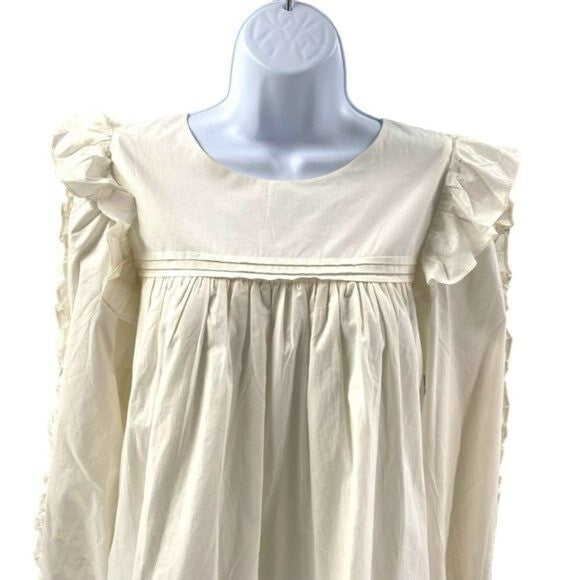 Cleobella | NEW Ivory Anabelle Ruffled Shoulders Mini Dress Size XL