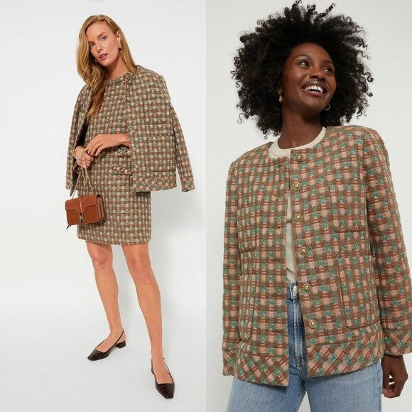 Tuckernuck NEW Neapolitan Brown Tweed Retro Inspired Graham Jacket Size XXS