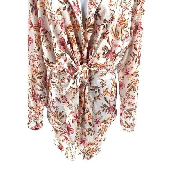 Runaway The Label | NEW Ruby Alani Front Tie Mini Dress in White Floral Size XL