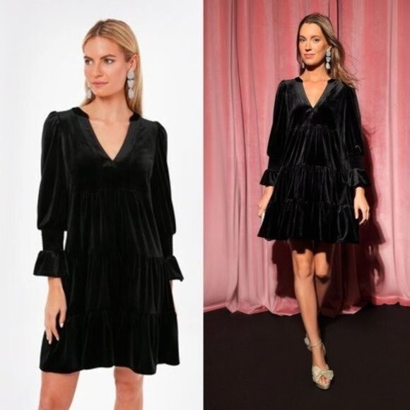 Pomander Place | NEW Black Velvet Kenzo Long Sleeve Mini Dress Size Medium