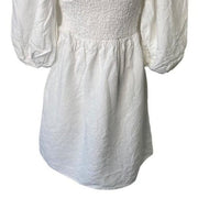 Tuckernuck NEW White Annie Linen Puff Sleeve Classic Smocked Mini Dress Size XS